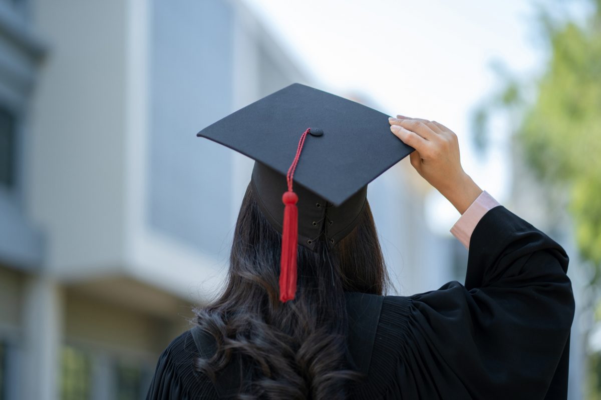 Photo of graduate wearing mortarboard