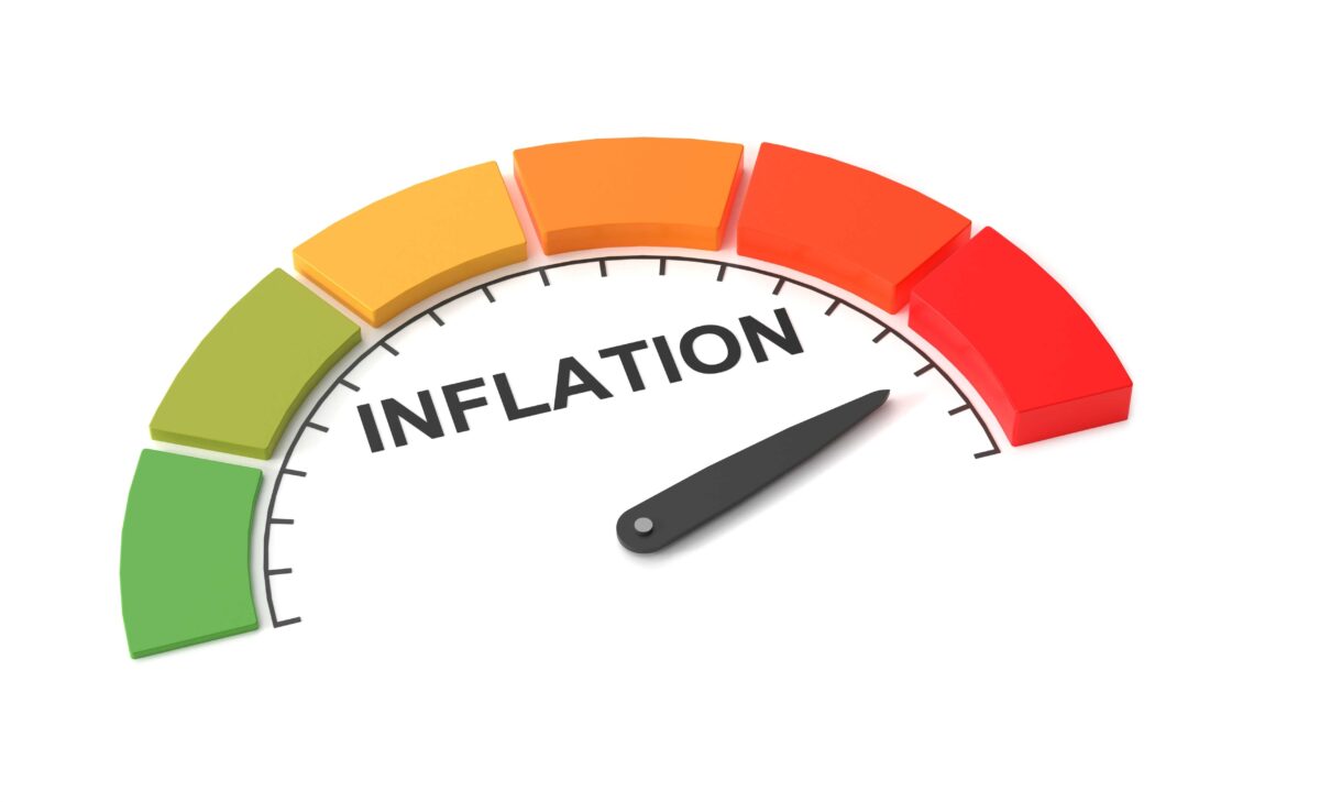 Graphic of a speedometer with 'inflation' at the highest point